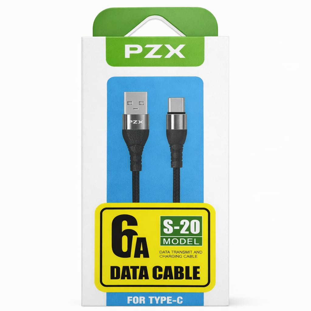 PZX Cable S20 Carga Rapida Acordonado 6A de 1m Tipo C