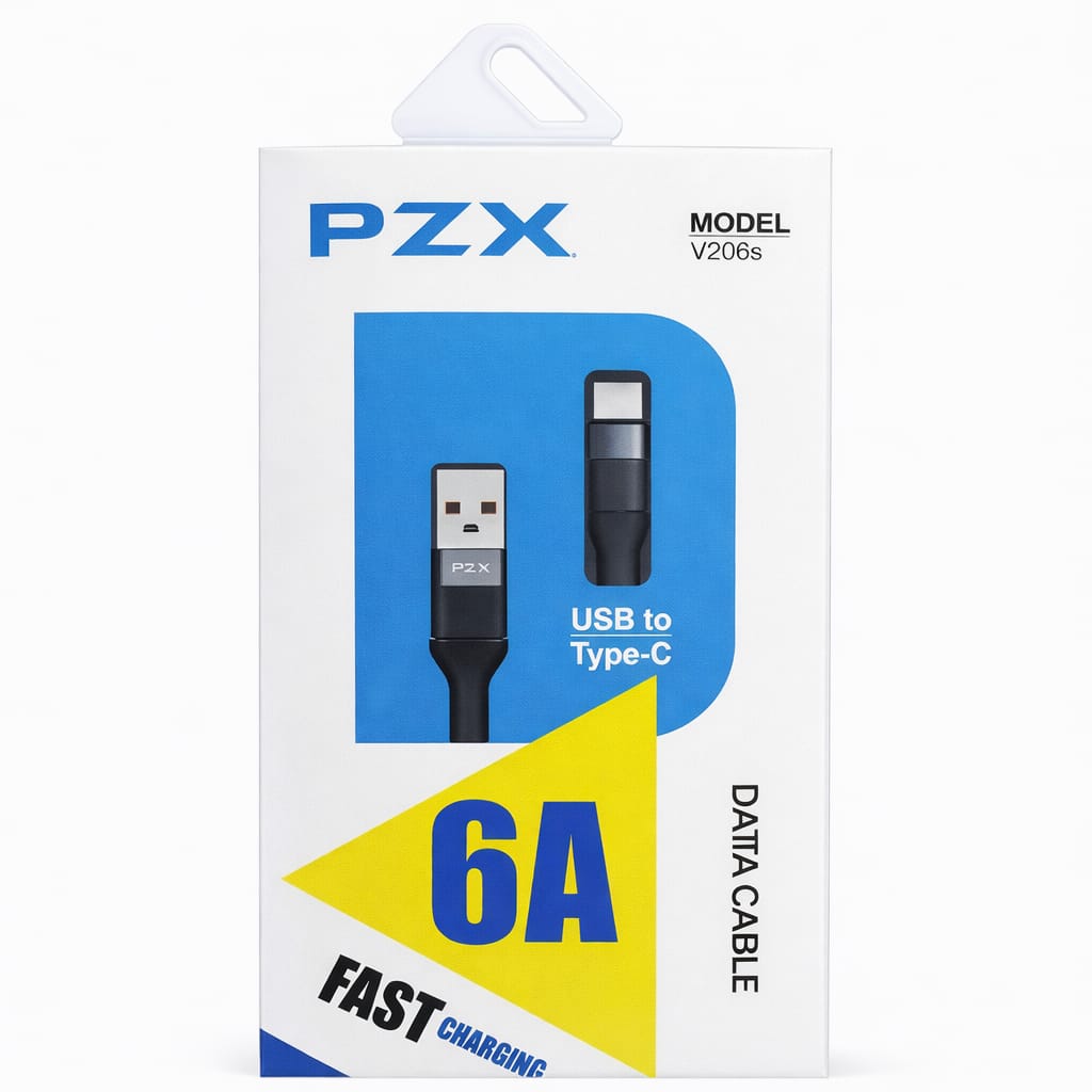 PZX Cable V206S Carga Rapida Nylon Acordonado 6A de 1m Tipo C