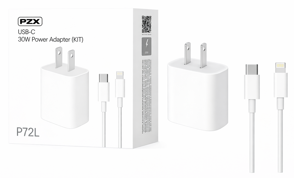 PZX Cargador KIT P72 Carga Rapida 30W Tipo C/Lightning