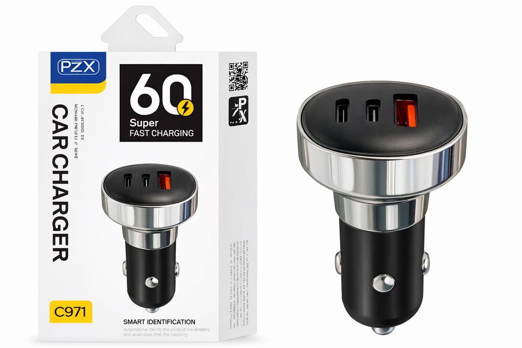 PLUGIN CARRO PZX 60W SUPER CARGA RAPIDA (C971)