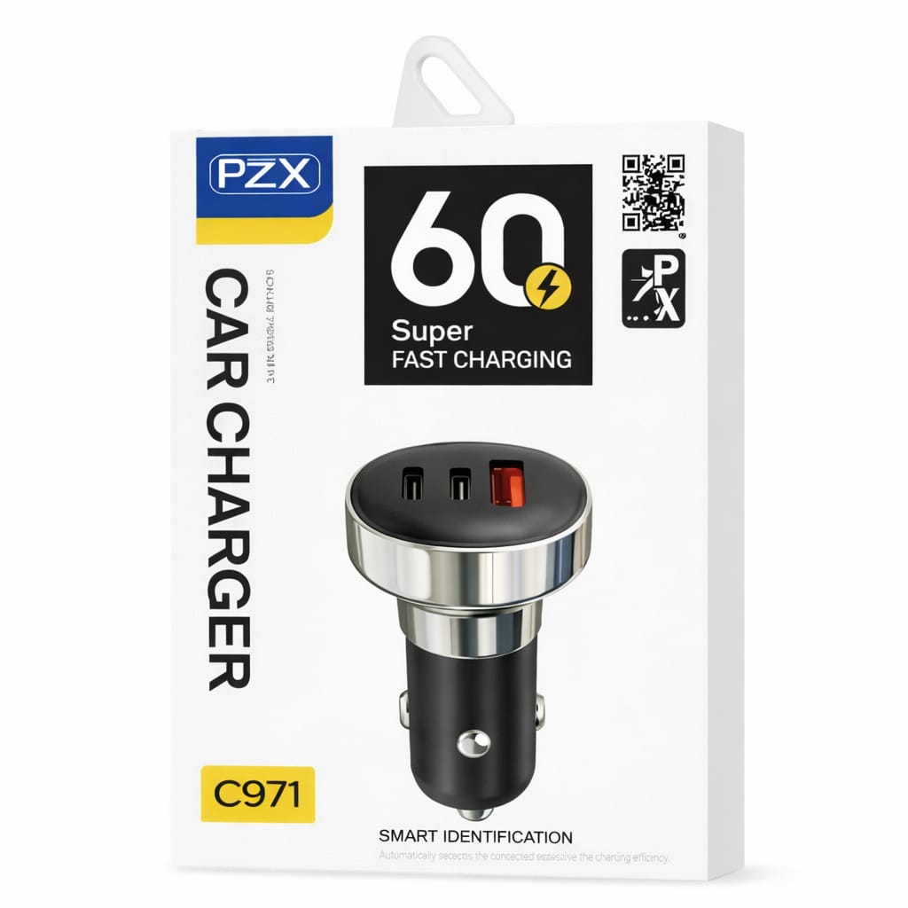 PZX Plugin Carro C971  Super Fast Charging 60W Puerto USB/C