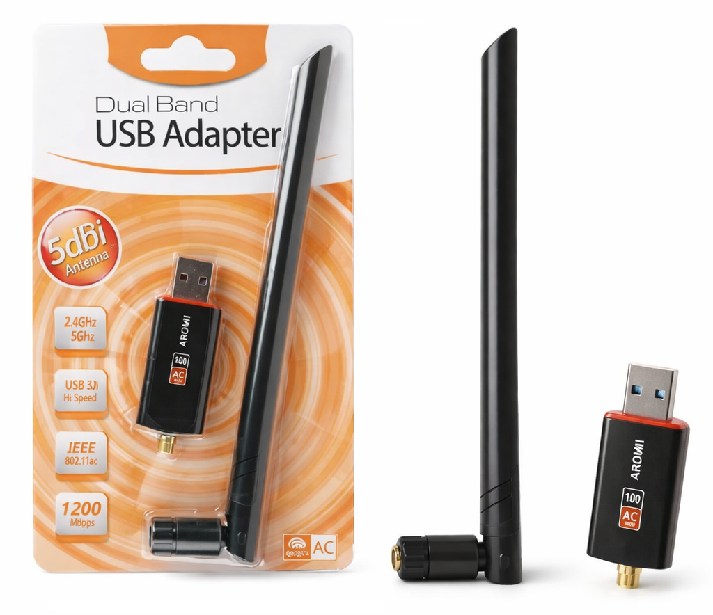 USB WIFI ANTENA DOBLE BANDA 1300MBPS (2.4GHZ/5.0GHZ)