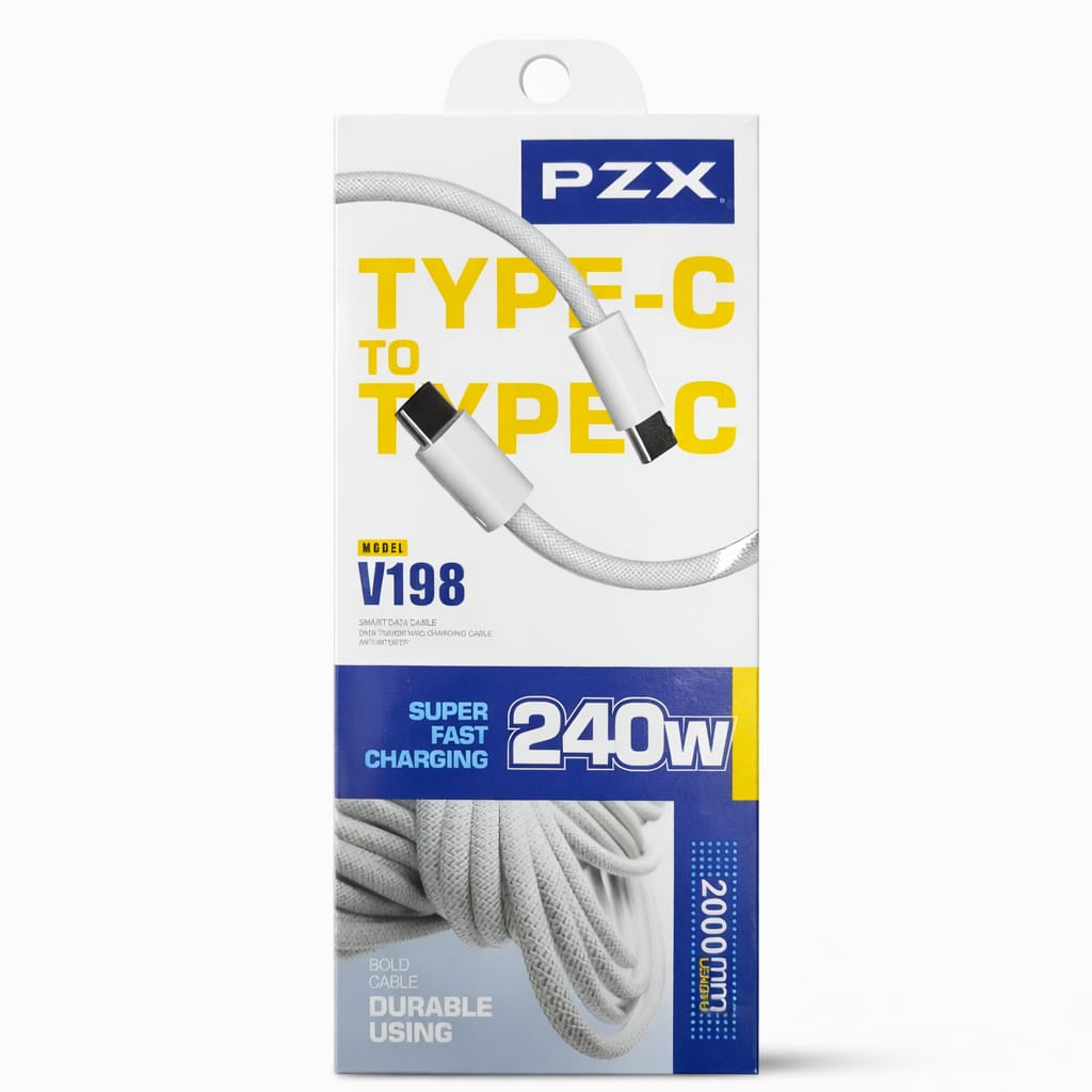 PZX Cable V198 Guaya Blindado 240W de 2m Tipo C-C