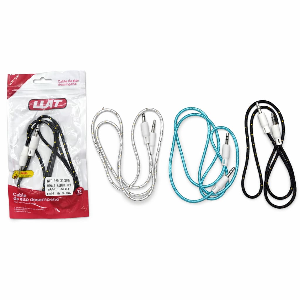 Cable Auxiliar 1x1 Acordonado 1M Jack 3.5mm