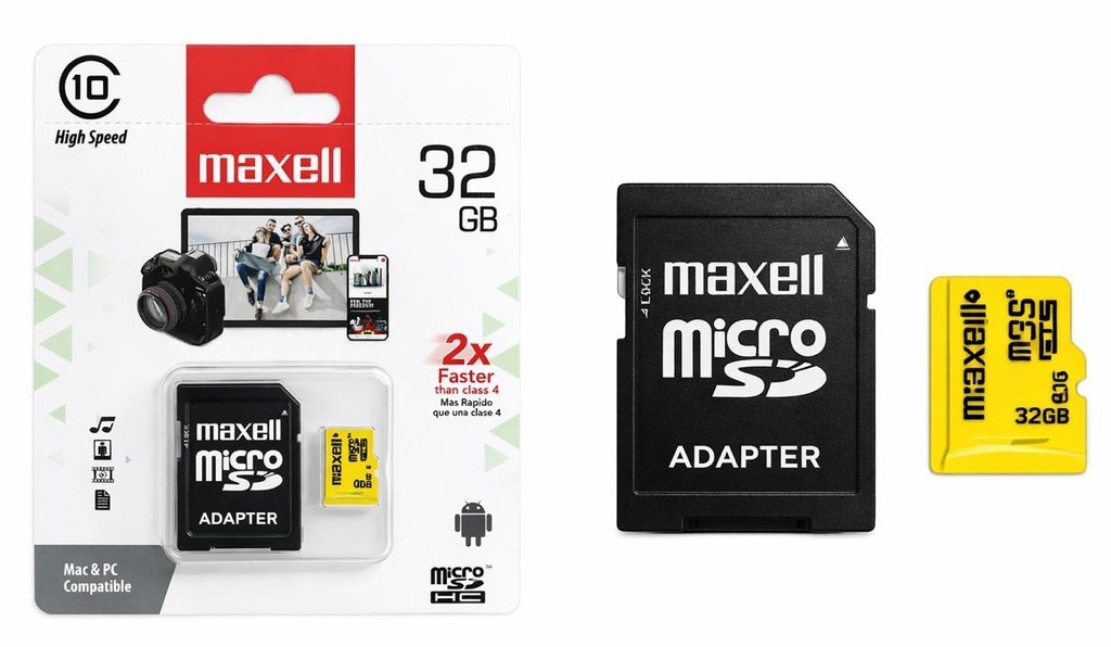 Memoria MAXELL Micro SD UHS-1 V10 U1 Clase 10 90MBPS 32gb