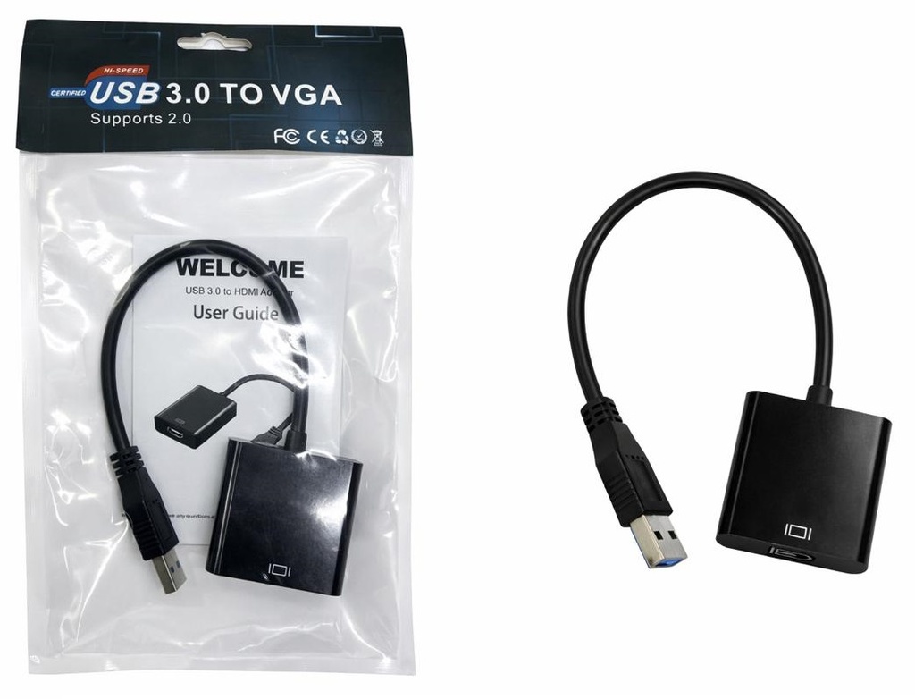 CABLE CONVERTIDOR USB 3.0 (INPUT) A VGA (OUTPUT)