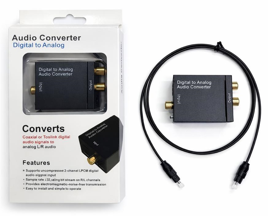 CAJA CONVERTIDORA OPTICAL (INPUT) A RCA (OUTPUT) + CABLE