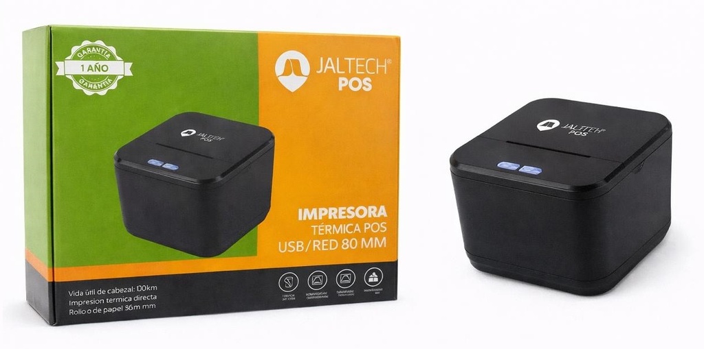 JALTECH POS Impresora Termica 58MM USB C/LAN 1DY2D 50KM (40200)