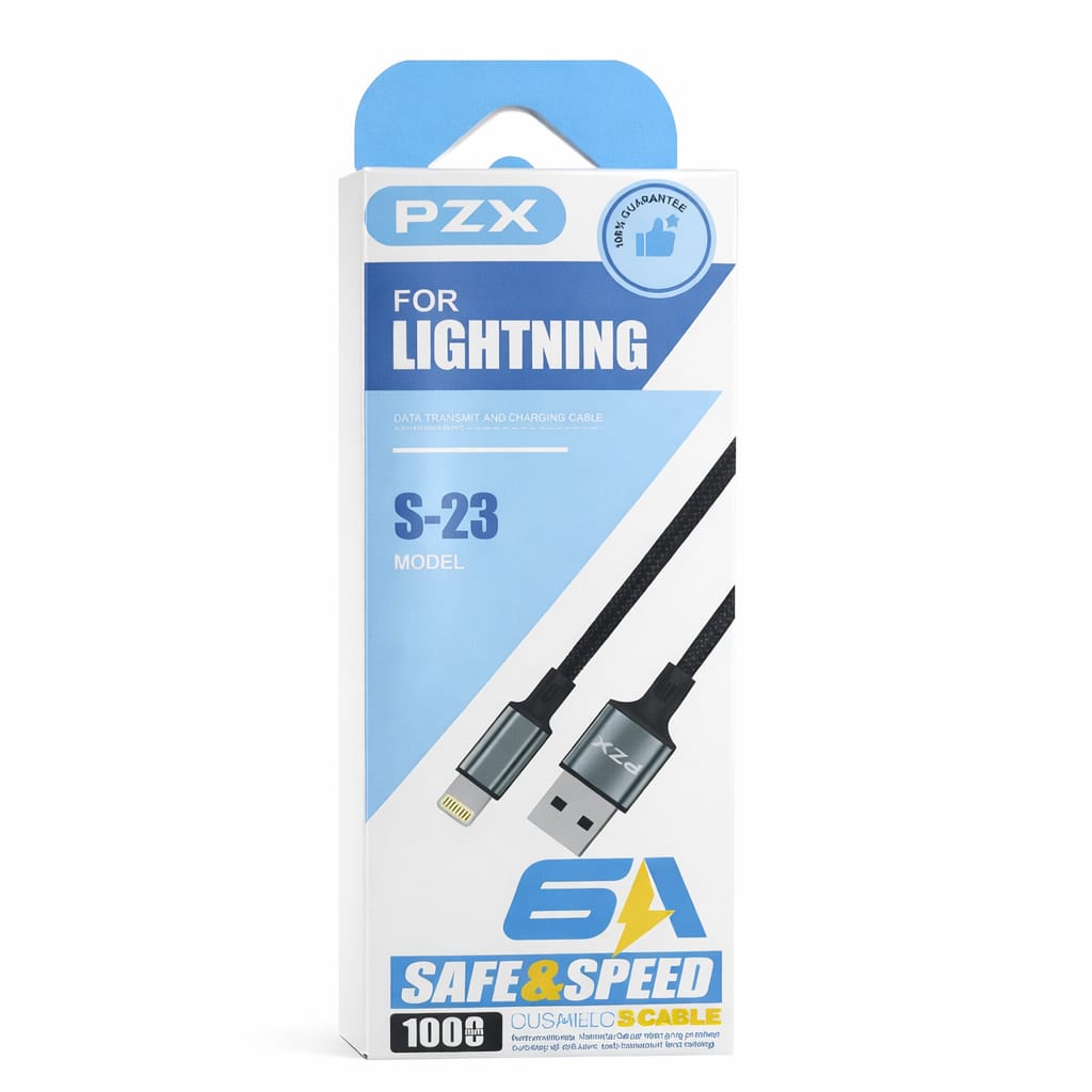 PZX Cable S23 Fast Charging Nylon 6A de 1m Tipo Lightning