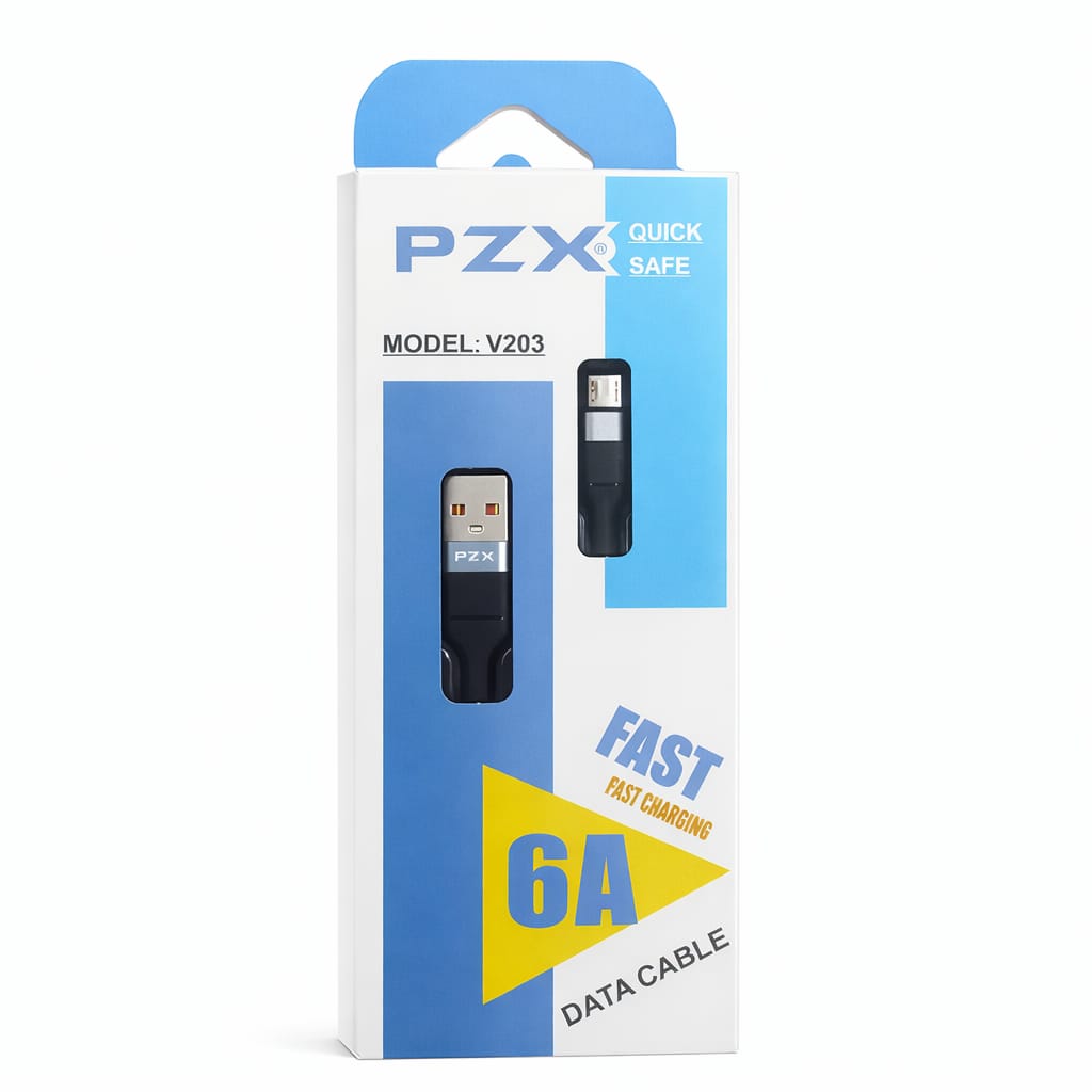 PZX Cable V203 Carga Rapida Nylon Acordonado 6A de 1m Tipo V8