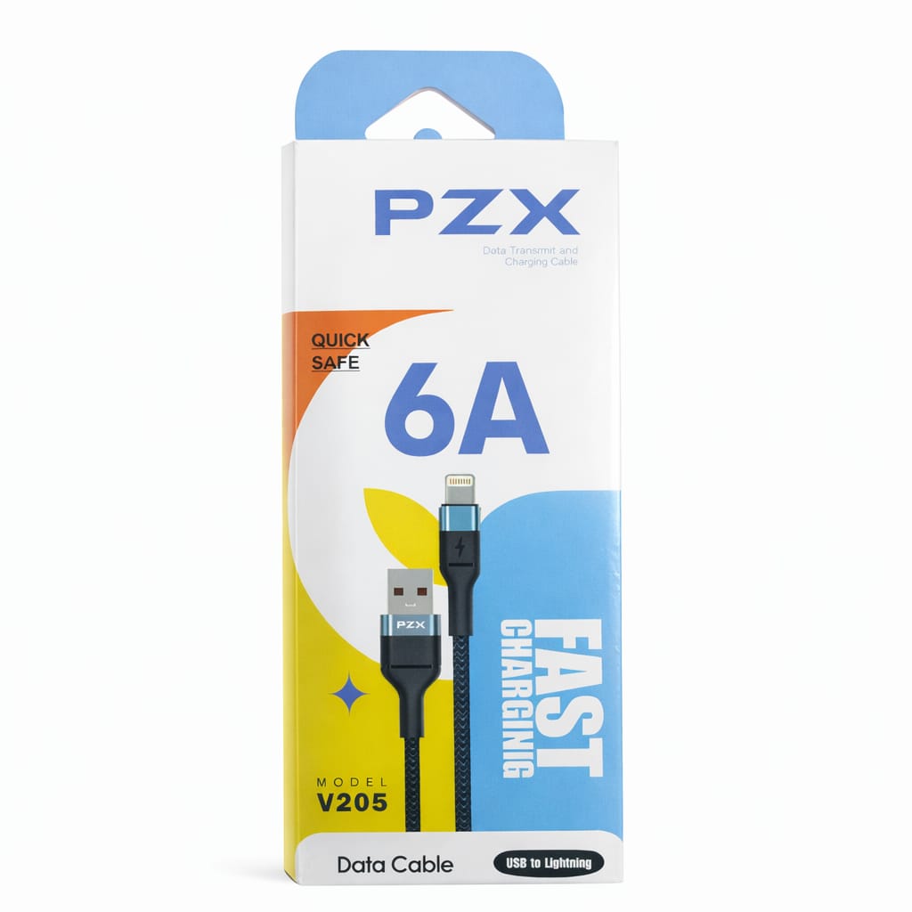 PZX Cable V205 Carga Rapida Nylon Acordonado 6A de 1m Tipo Lightning