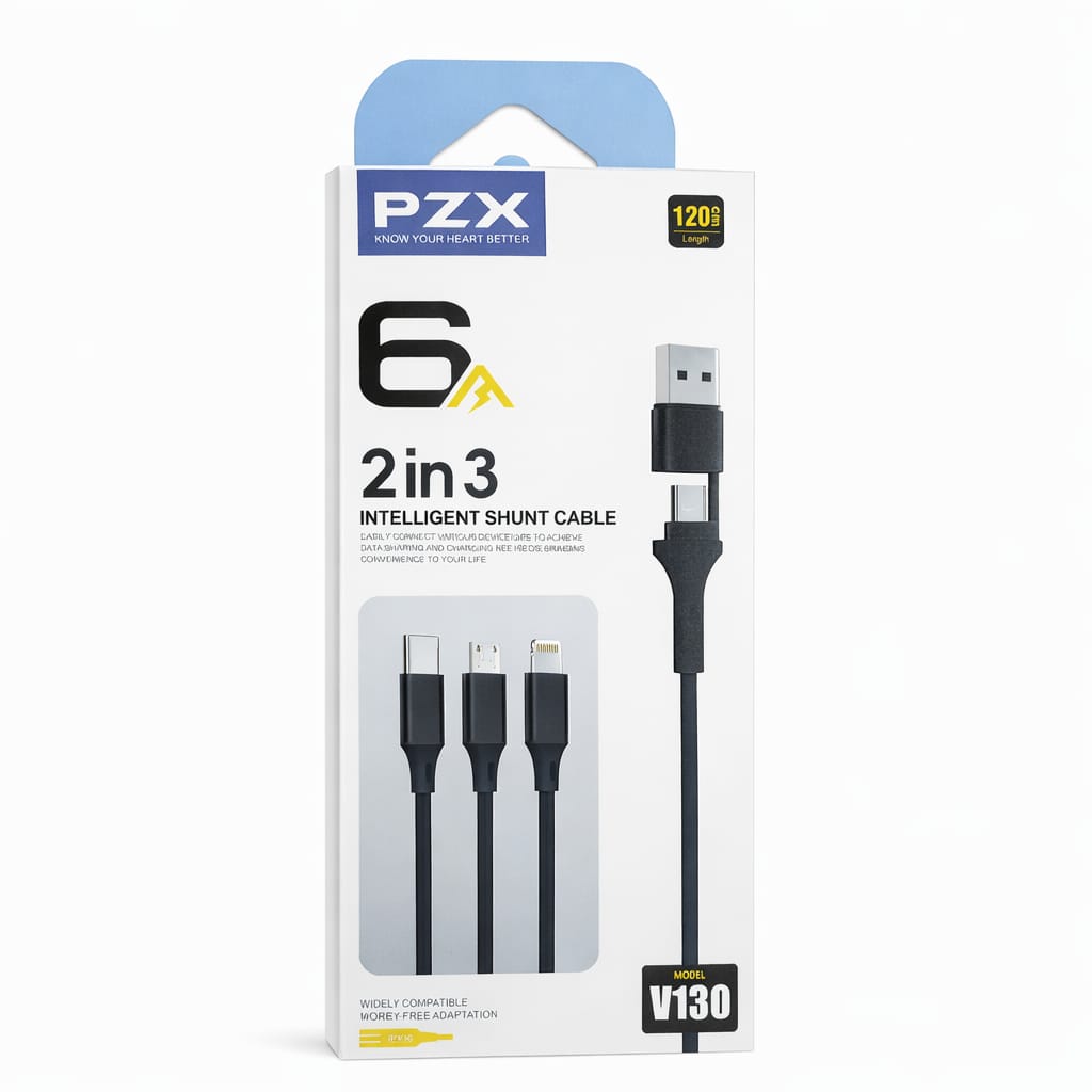 PZX Cable V130 Fast Charging 3en2  6A de 1.2m