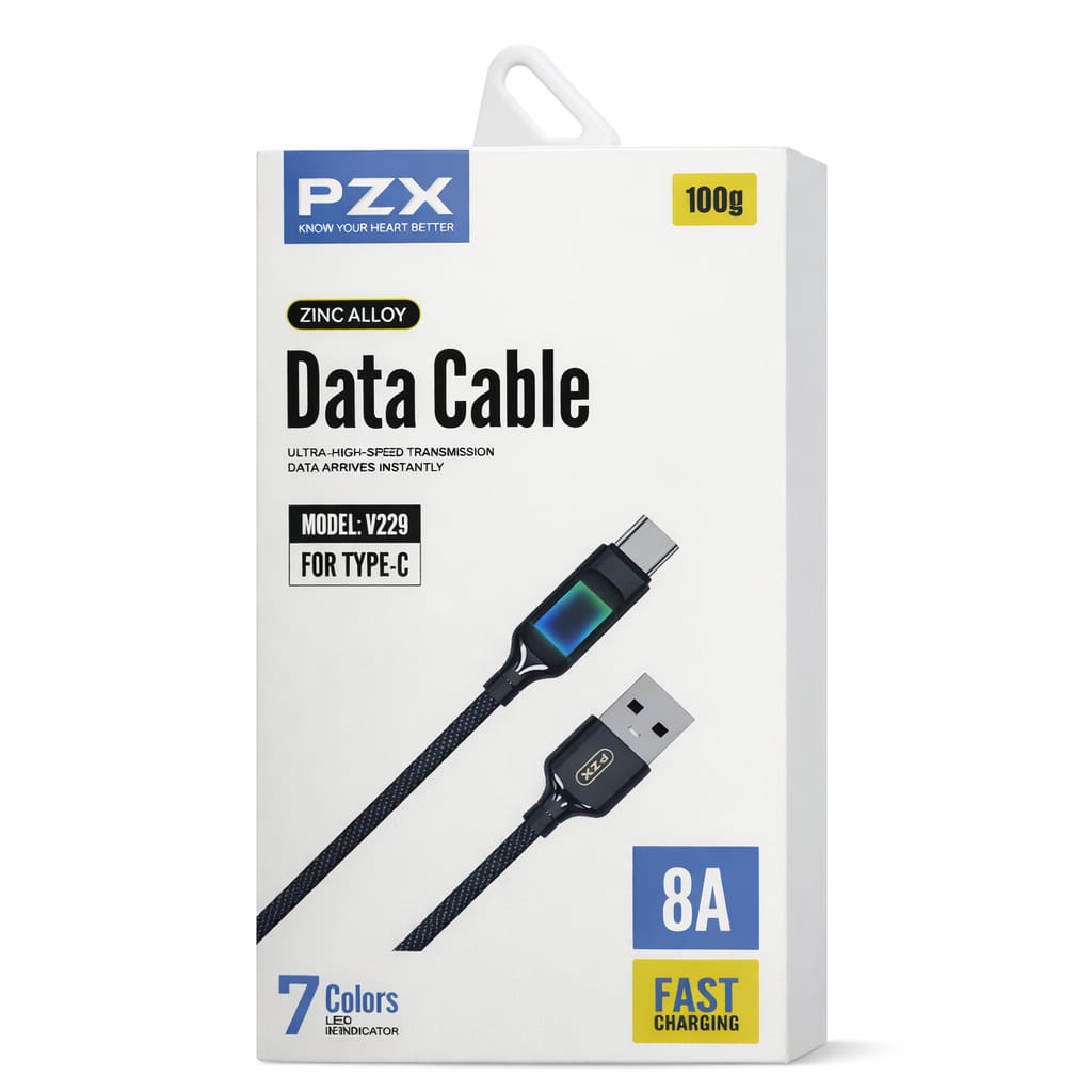 PZX Cable V229 Carga Rapida Siliconado 8A de 1m Tipo C