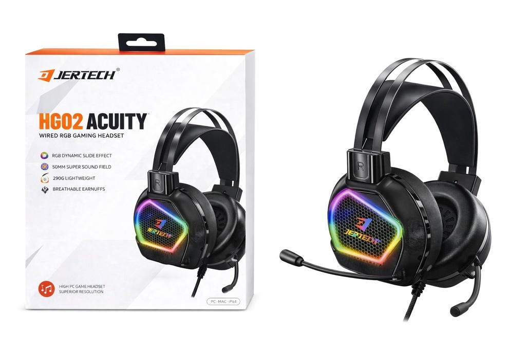JERTECH Headphone Gaming HG02 ACUITY Jack 3.5mm RGB (Bajos Potentes)