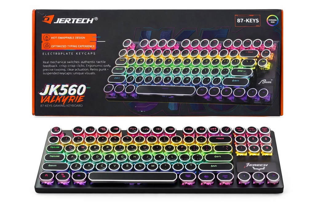 JERTECH Teclado Gaming Alambrico USB JK560 VALKYRIE Mecanico (Switch Azul)