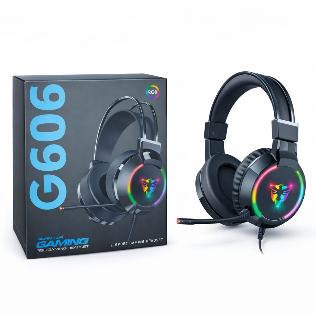 Headphone Gaming G606 USB Controles Integrados Sonido 7.1 (RGB)
