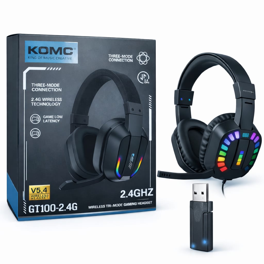 KOMC Headphone Gaming GT100  Inalambrico USB/C/BLUETOOTH  V5.4 (PS3,PS4,PS5,SWITCH)
