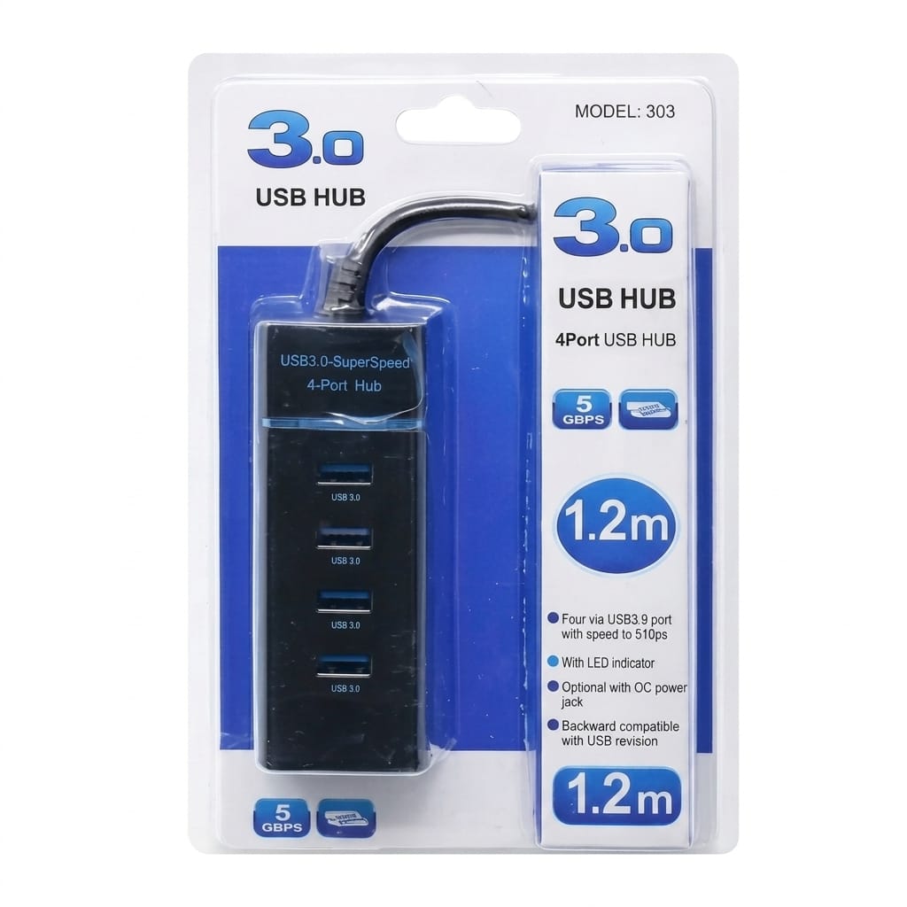 Adaptador HUB USB a USB 3.0 x4 (1.2m)