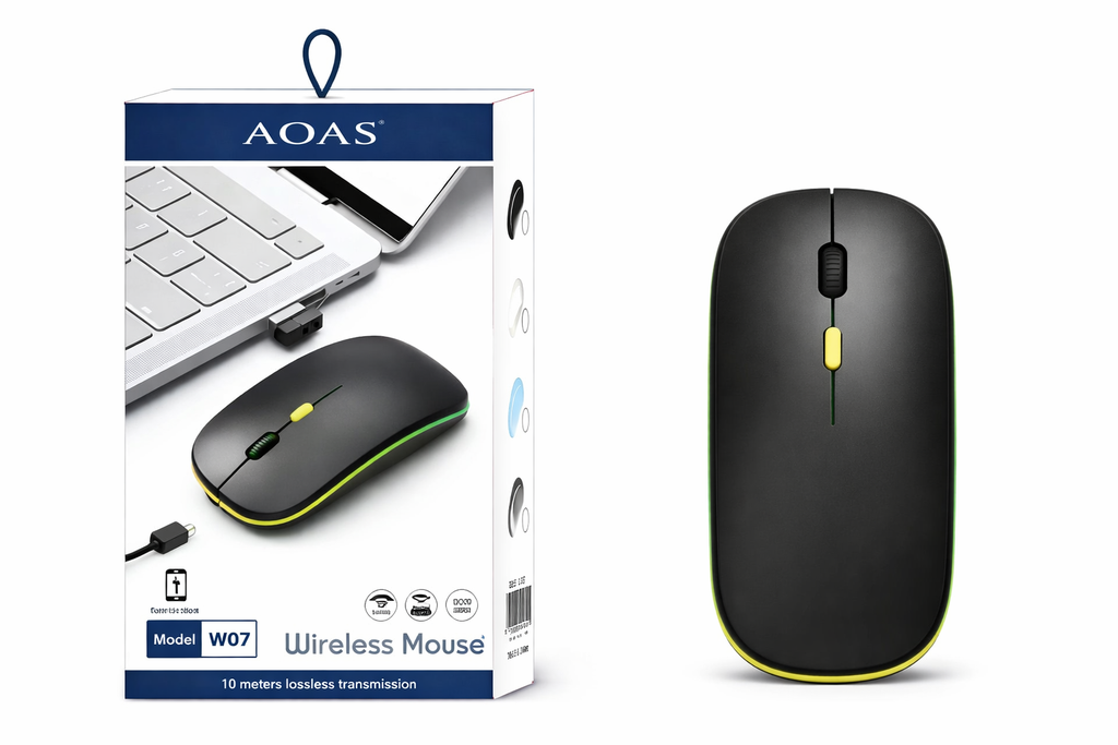 AOAS Mouse Inalambrico W07 2EN1 Recargable 