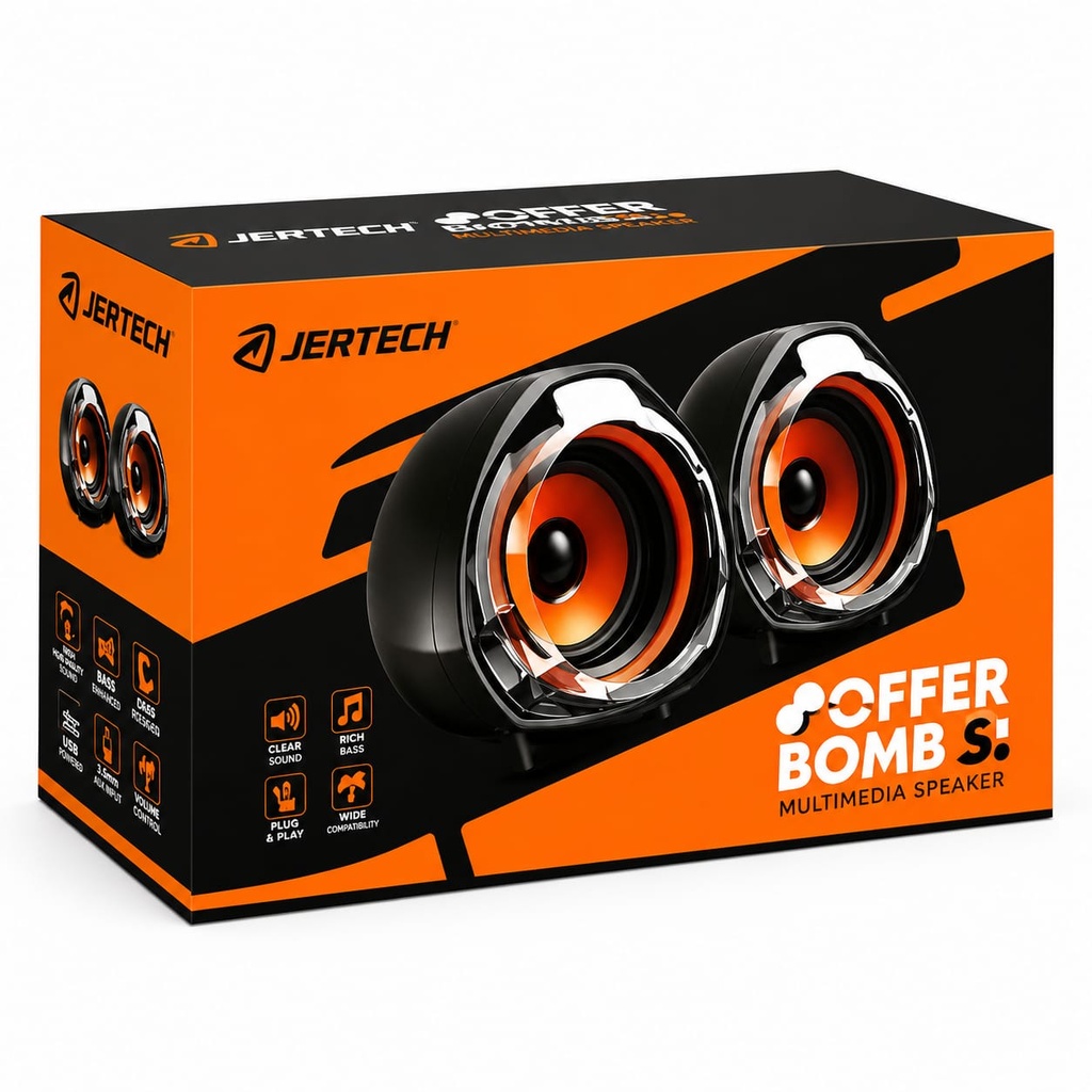 JERTECH Parlante P/Computador  S1 BOMB 1.2m Control de Volumen 5Wx2