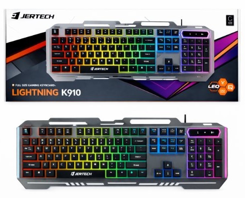 JERTECH Teclado Gaming Alambrico USB K910 LIGHTNING Metalico (Backlight)