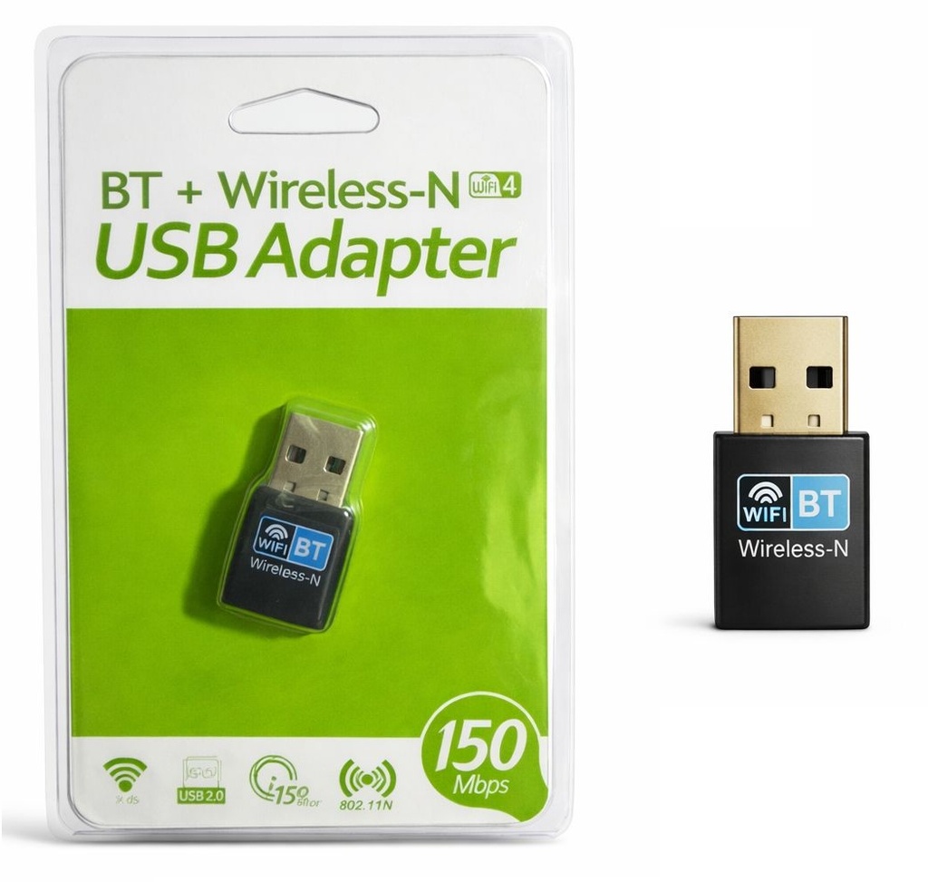 AGEO Adaptador de Red WIFI  2.4G 150 Mbps + Bluetooth V4.2