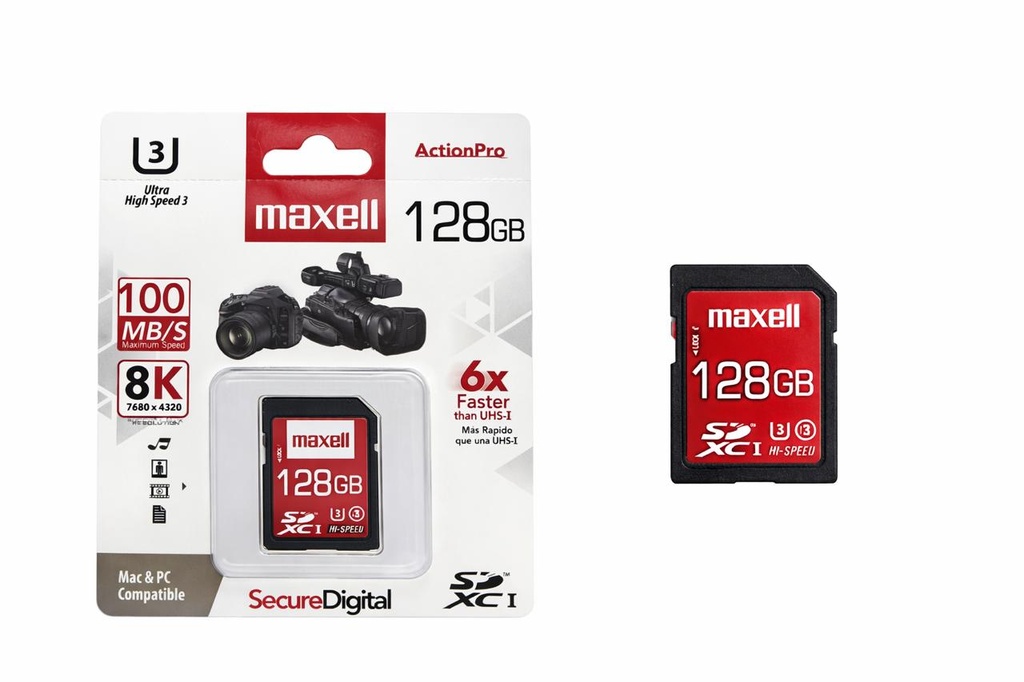 MEMORIA SD 128GB MAXELL 8K (SD-128UHS-1 U3)