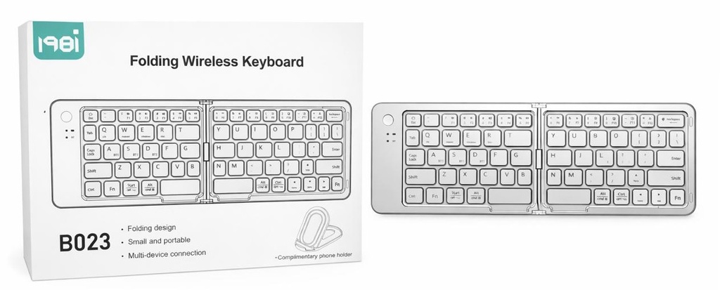 B023 Teclado Bluetooth Recargable Multimedia + Soporte (2-3hr)