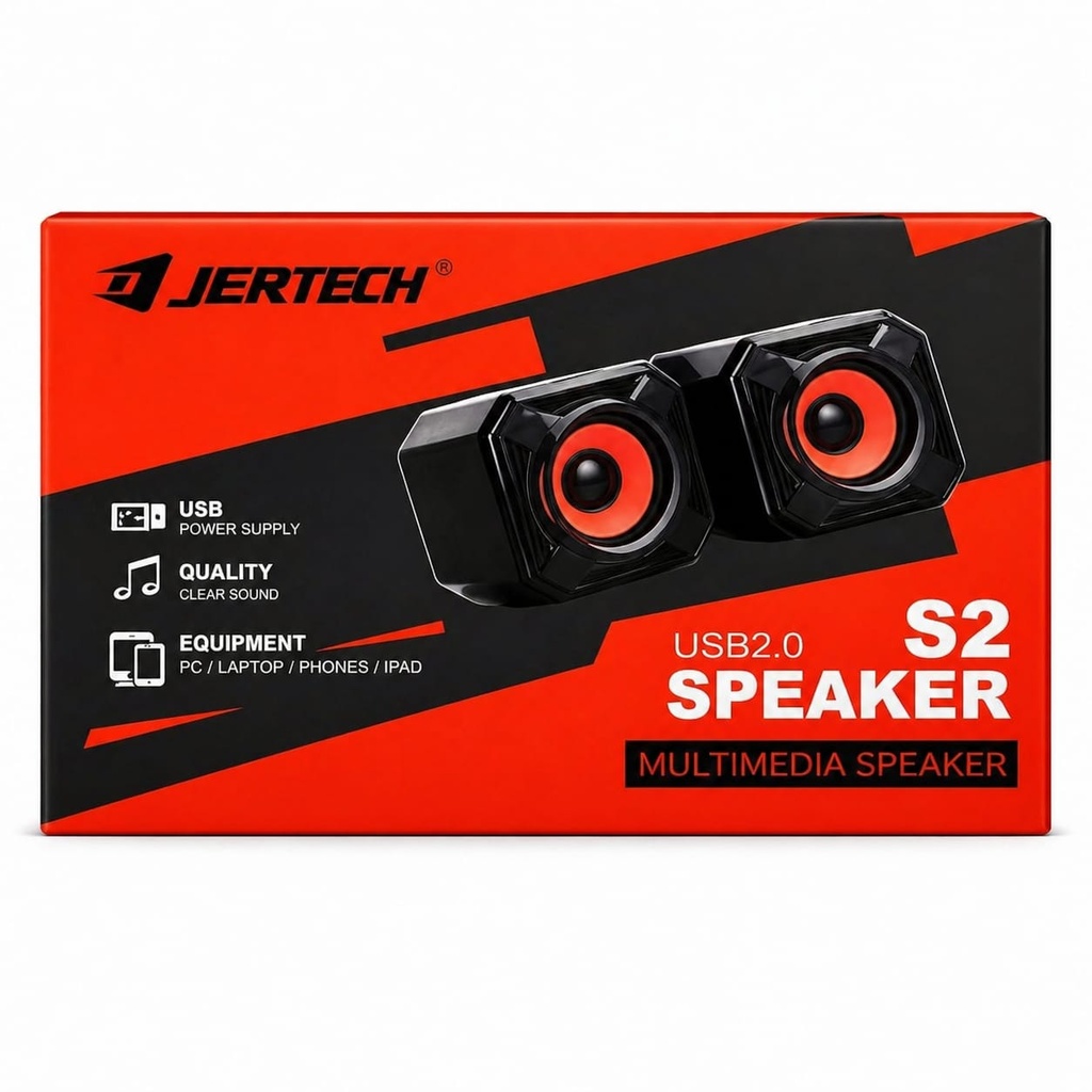 JERTECH Parlante P/Computador S2 SPEAKER 1.2m Control de Volumen 5Wx2