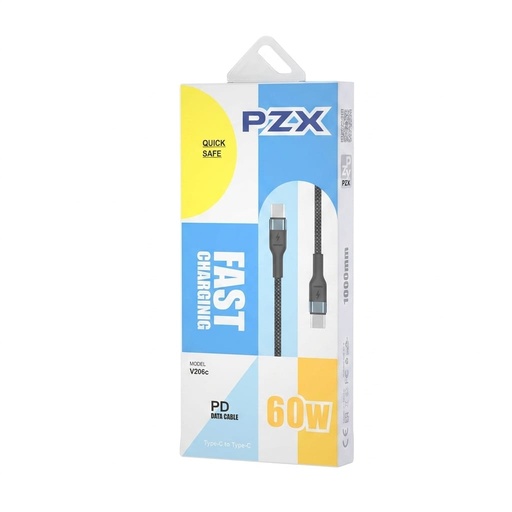 [TN] PZX Cable V206C Fast Charging Nylon Acordonado 6A de 1m Tipo C-C
