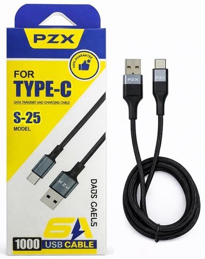 [TN] CABLE PZX TIPO 6A USB A TIPO C 1M (S-25)