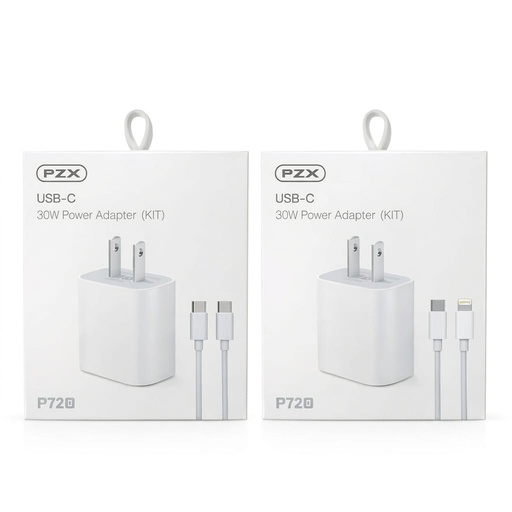 [TN] PZX Cargador KIT P72 Super Fast Charging 30W Tipo C/Lightning (IPHONE)