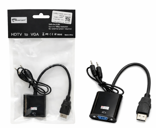 [TN] CONVERTIDOR HDMI (INPUT) A VGA (OUTPUT) + AUX