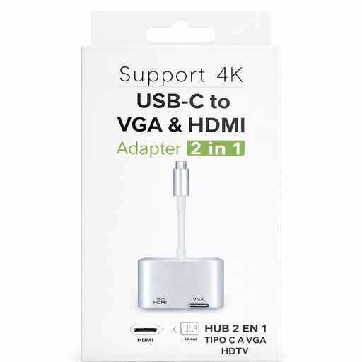 [TN] AOWEIXUN Adaptador HUB 2EN1 Tipo C a HDMI/VGA (DP Alt)
