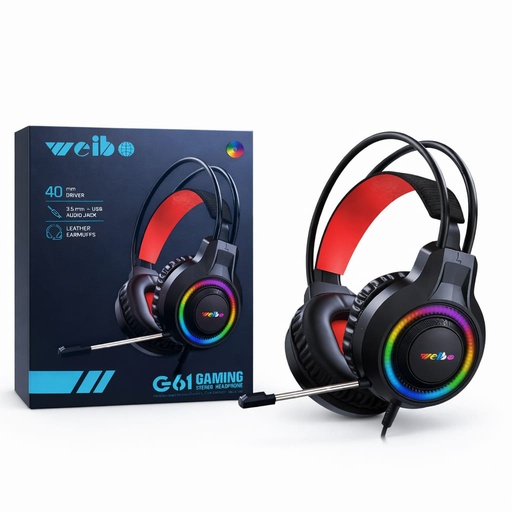 [TN] WEIBO Headphone Gaming G61 Jack 3.5mm*2 (RGB)