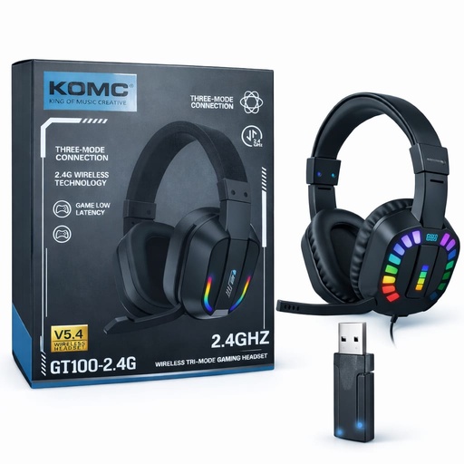 [TN] KOMC Headphone Gaming GT100  Inalambrico USB/C/BLUETOOTH  V5.4 (PS3,PS4,PS5,SWITCH)