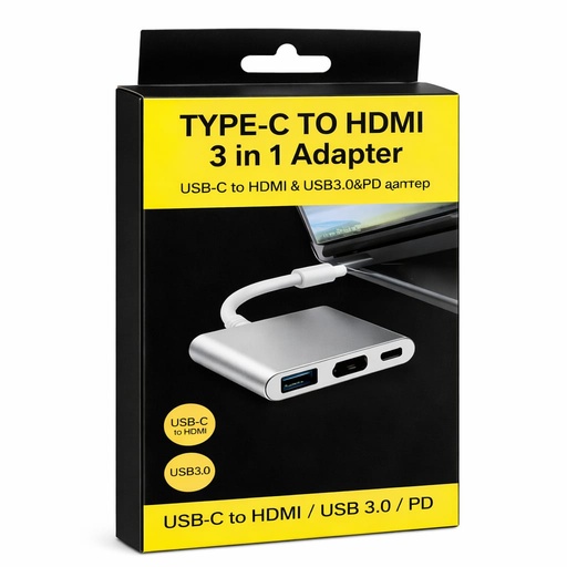 [TN] AOWEIXUN Adaptador HUB 3EN1 Tipo C a HDMI/USB/TIPO C (DP Alt)