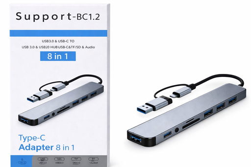 [TN] HUB METALICO USB DUAL 8 EN 1