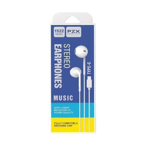 [TN] PZX Auriculares EARBUDS 1522 Siliconado Control de Volumen Tipo C (Proteccion IPX4)