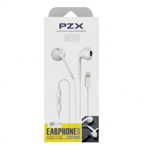[TN] PZX Auriculares EARBUDS 1566 Siliconado Control de Volumen Tipo Lightning (Bajo Pronunciado)