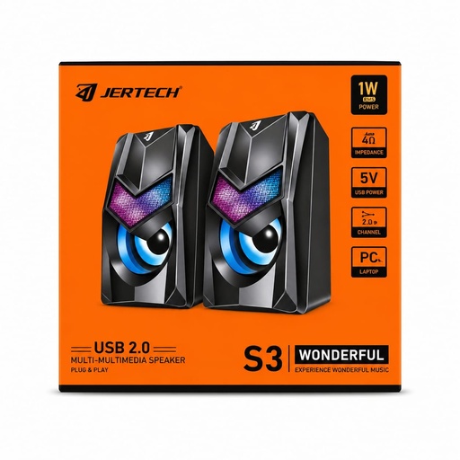 [TN] JERTECH Parlante P/Computador S3 VIBRATION 1.2m Control de Volumen 6Wx2 (RGB)