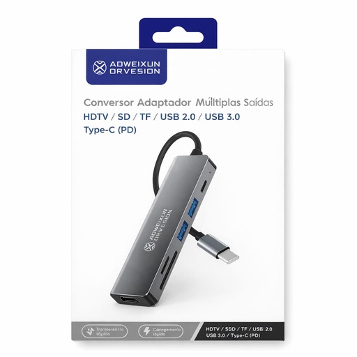 [TN] AOWEIXUN Adaptador HUB 6EN1 Tipo C a RJ45/HDMI/USBx2/TIPO Cx2 (DP Alt) 