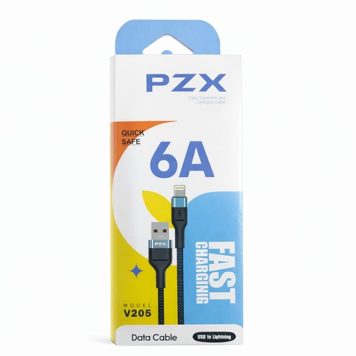 [TN] PZX Cable V205 Fast Charging Nylon Acordonado 6A de 1m Tipo Lightning