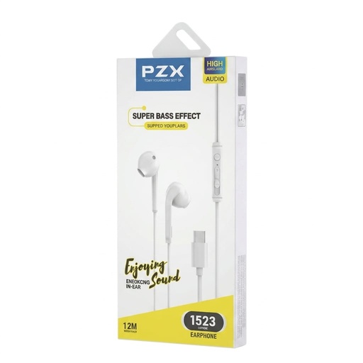 [TN] PZX Auriculares EARBUDS 1523 ABS+TPE Control de Volumen Tipo C (Bajos Pronunciados)